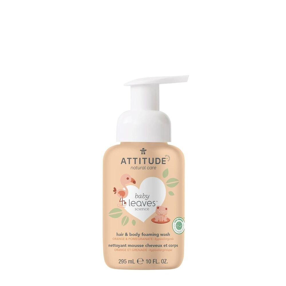 ATTITUDE 2-in-1 Hair and Body Foaming Baby Wash Orange and Pomegranate 10oz